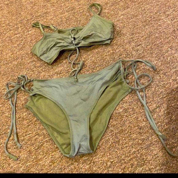 Bas De Maillot De Bain Bleu Vert Lime - Style Cheeky, Taille Small, Excellent état